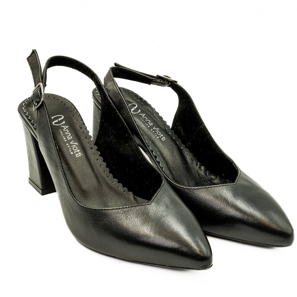 Pantofi  dama Anna Viotti din piele naturala negri 34-24174