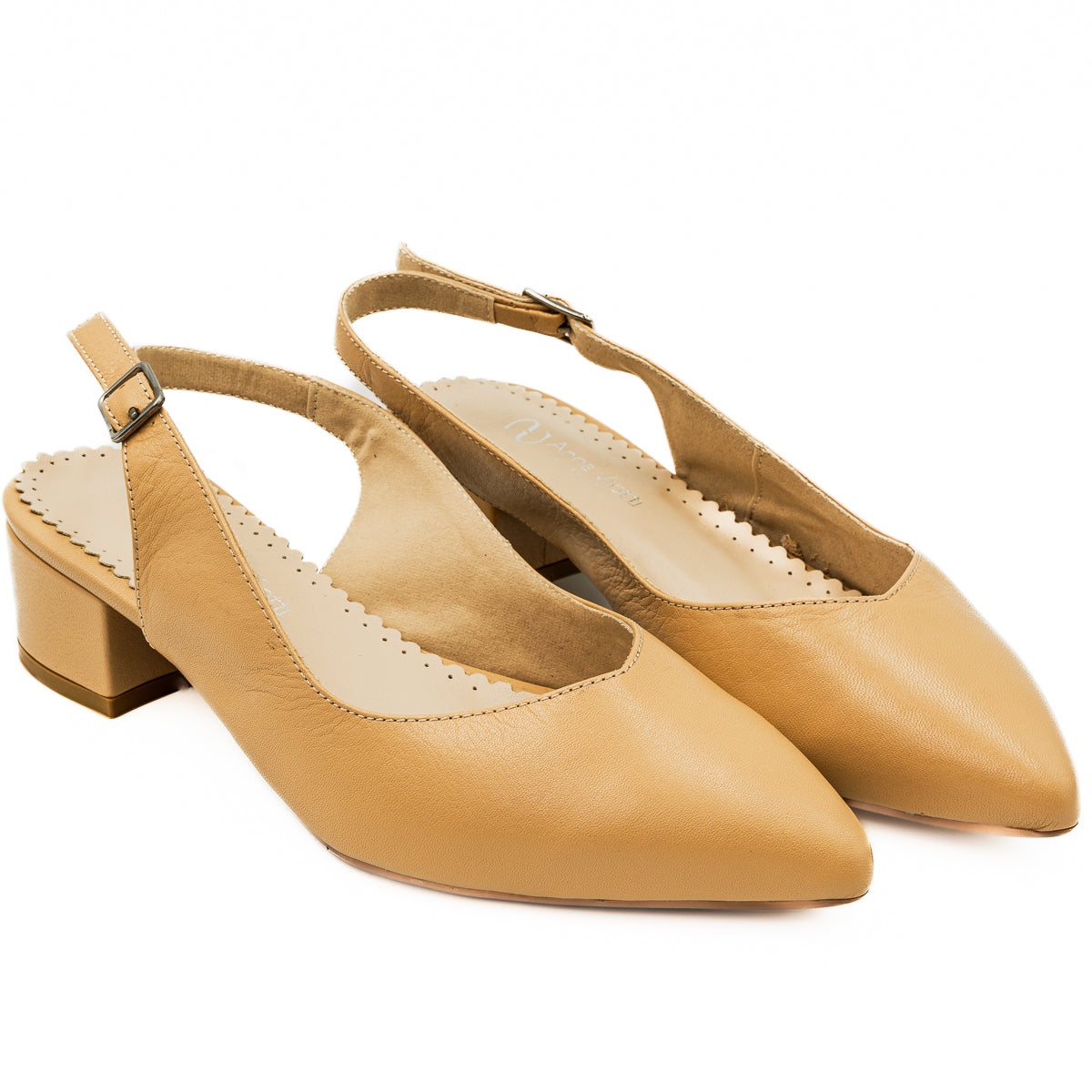 Sandale dama Anna Viotti din piele naturala bej 34-24173