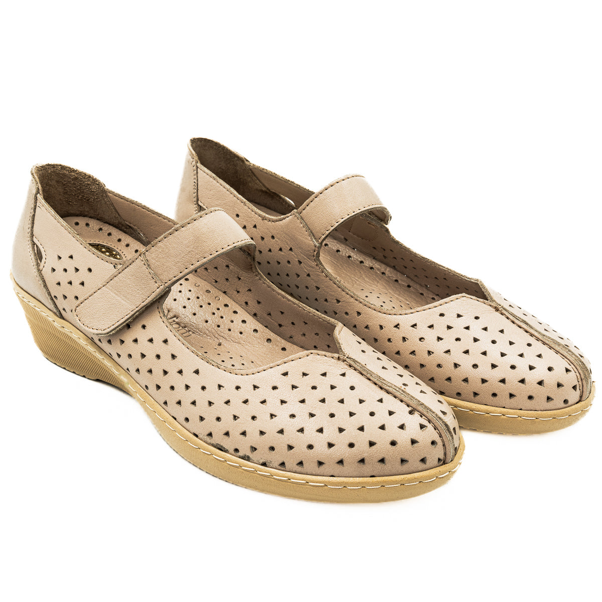 Pantofi perforati Anna Viotti din piele naturala bej 22-4055