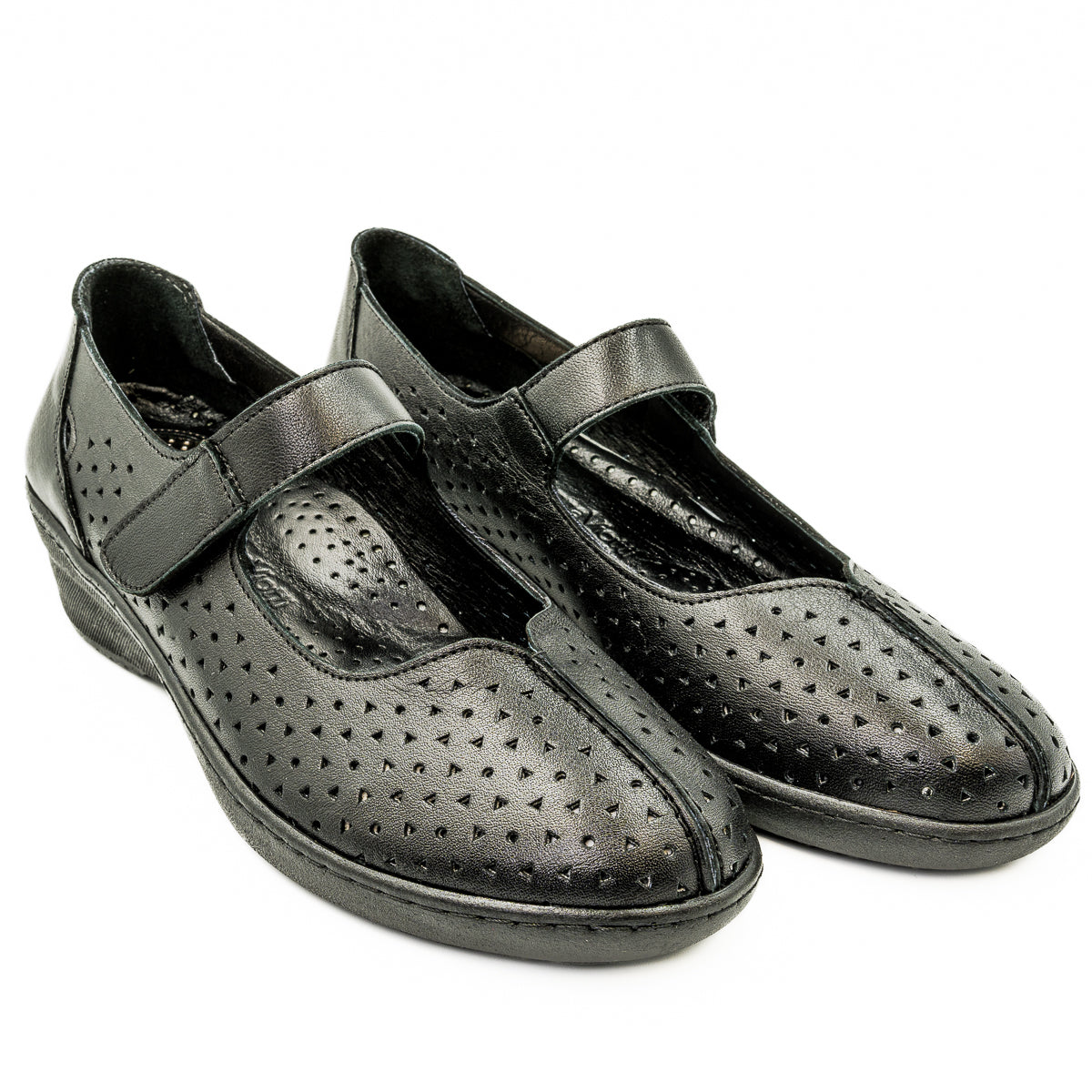 Pantofi perforati Anna Viotti din piele naturala negri 22-4055