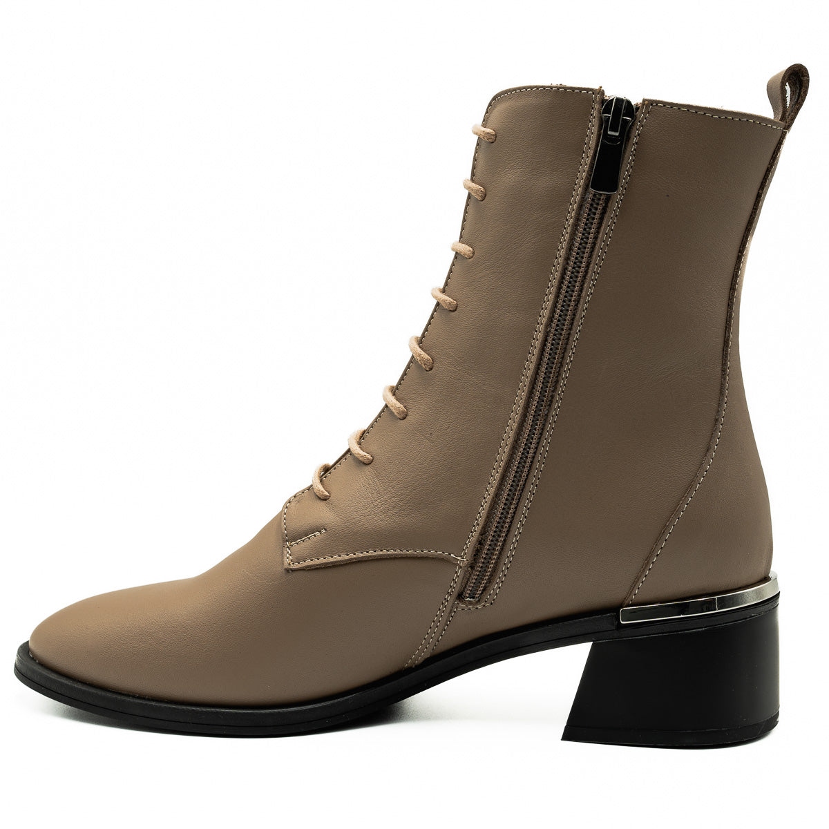 Botine dama Anna Viotti din piele naturala bej - 4184