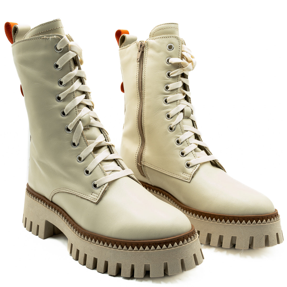 Ghete dama Anna Viotti din piele naturala D 4460 BEJ -ORANGE 