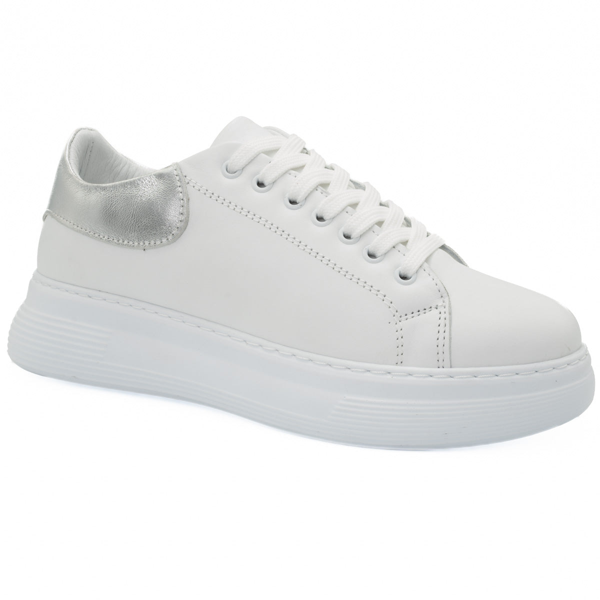 Pantofi dama Anna Viotti din piele naturala D16-450 alb-argintiu