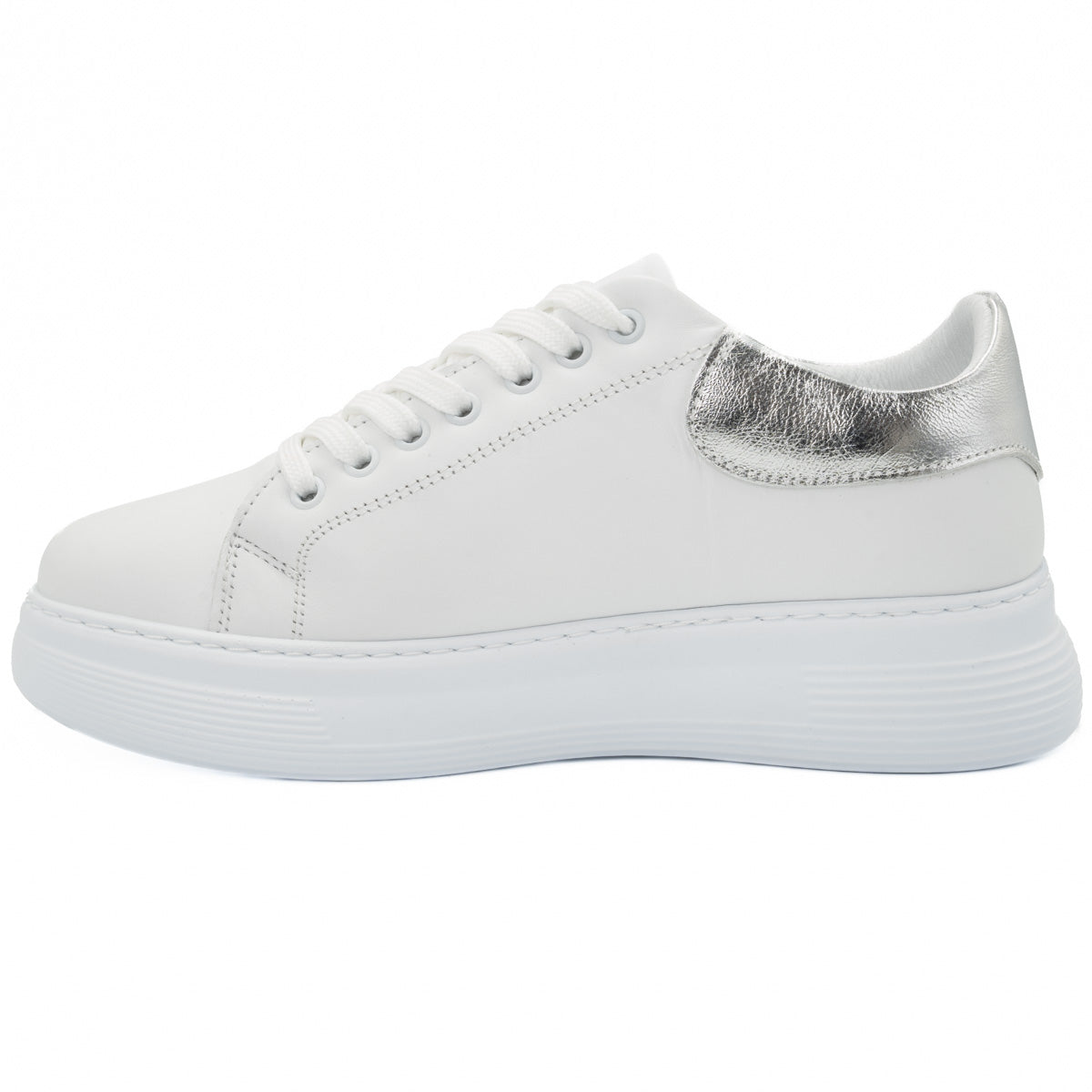 Pantofi dama Anna Viotti din piele naturala D16-450 alb-argintiu