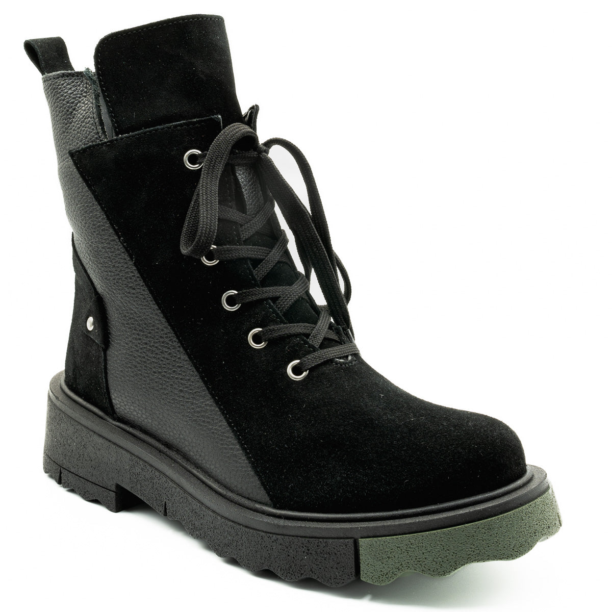  Ghete dama Anna Viotti din piele naturala D 4552 negru velur bizonat 