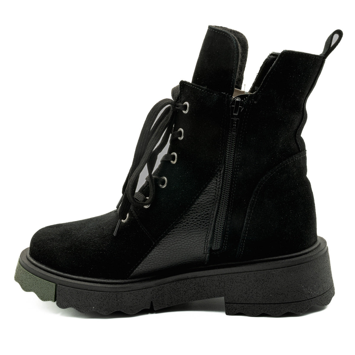  Ghete dama Anna Viotti din piele naturala D 4552 negru velur bizonat 