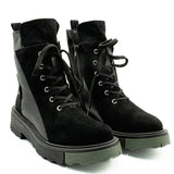  Ghete dama Anna Viotti din piele naturala D 4552 negru velur bizonat 