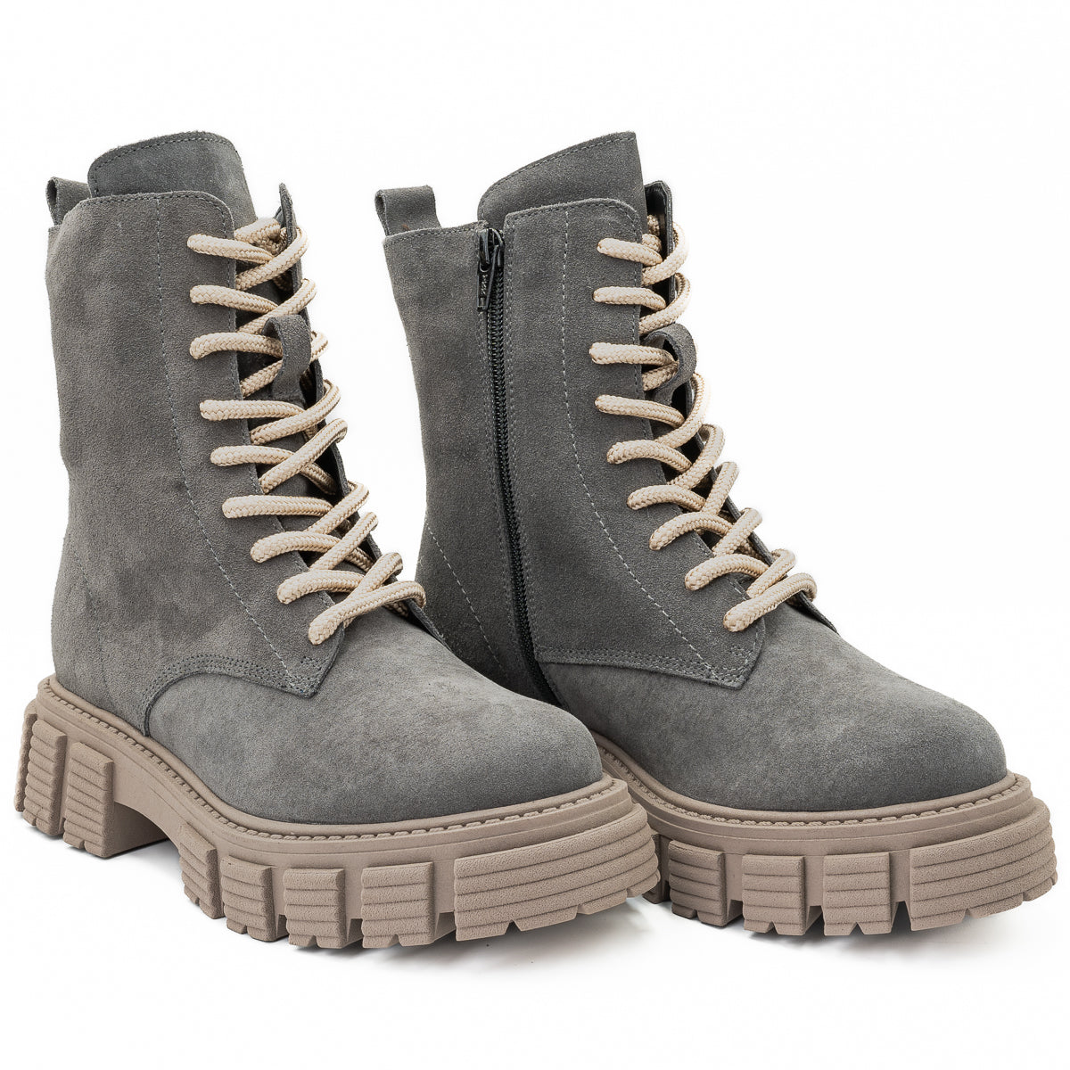 GHETE DAMA ANNA VIOTTI DIN PIELE NATURALA  D 4632 GRI