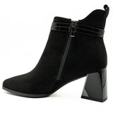 Botine dama din piele intoarsa negre - 7957