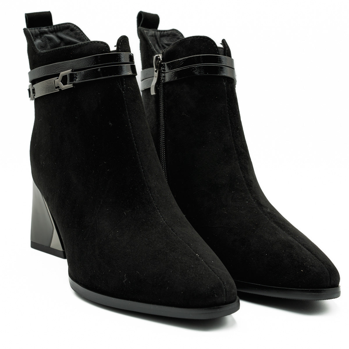 Botine dama din piele intoarsa negre - 7957