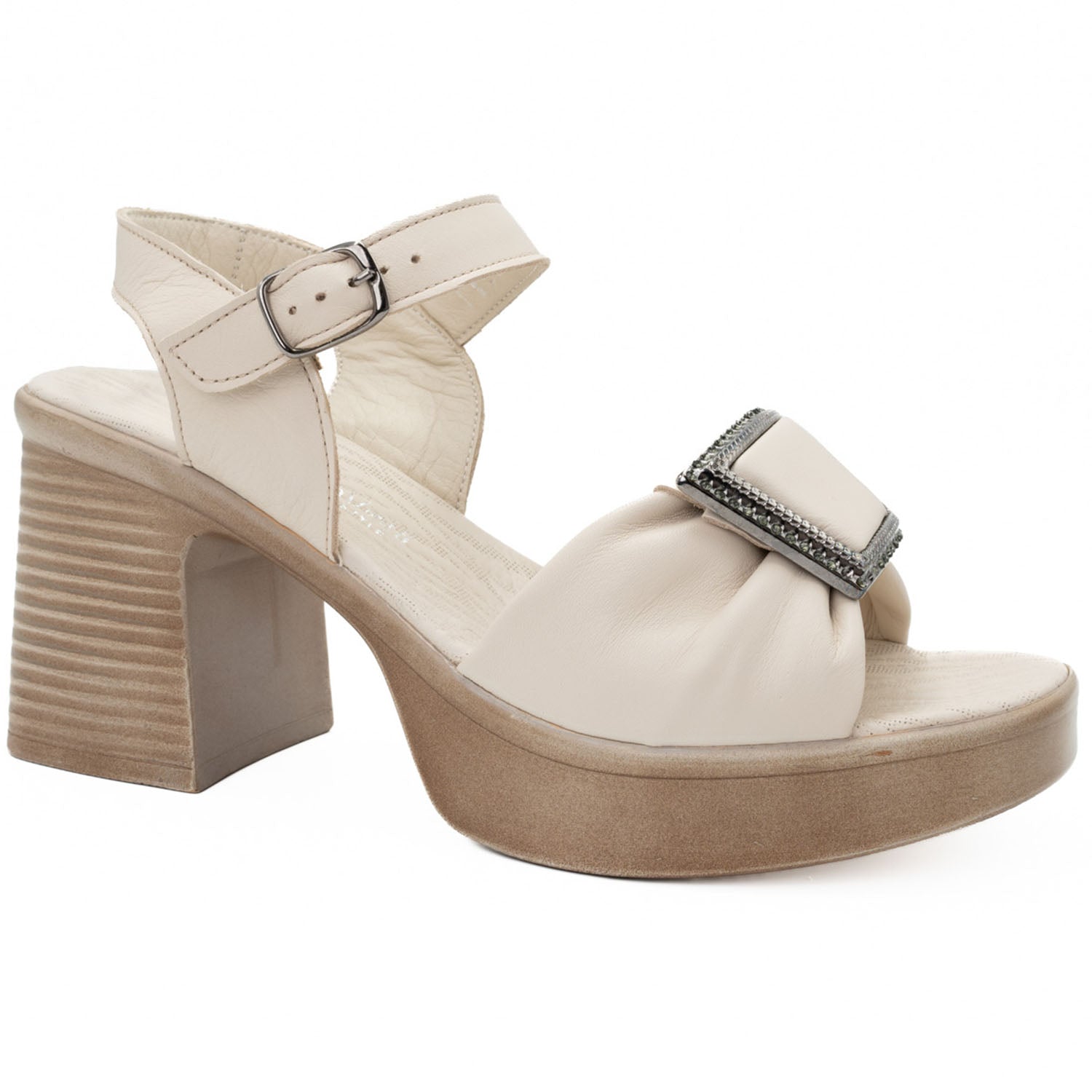 Sandale dama din piele naturala Anna Viotti D 530 crem