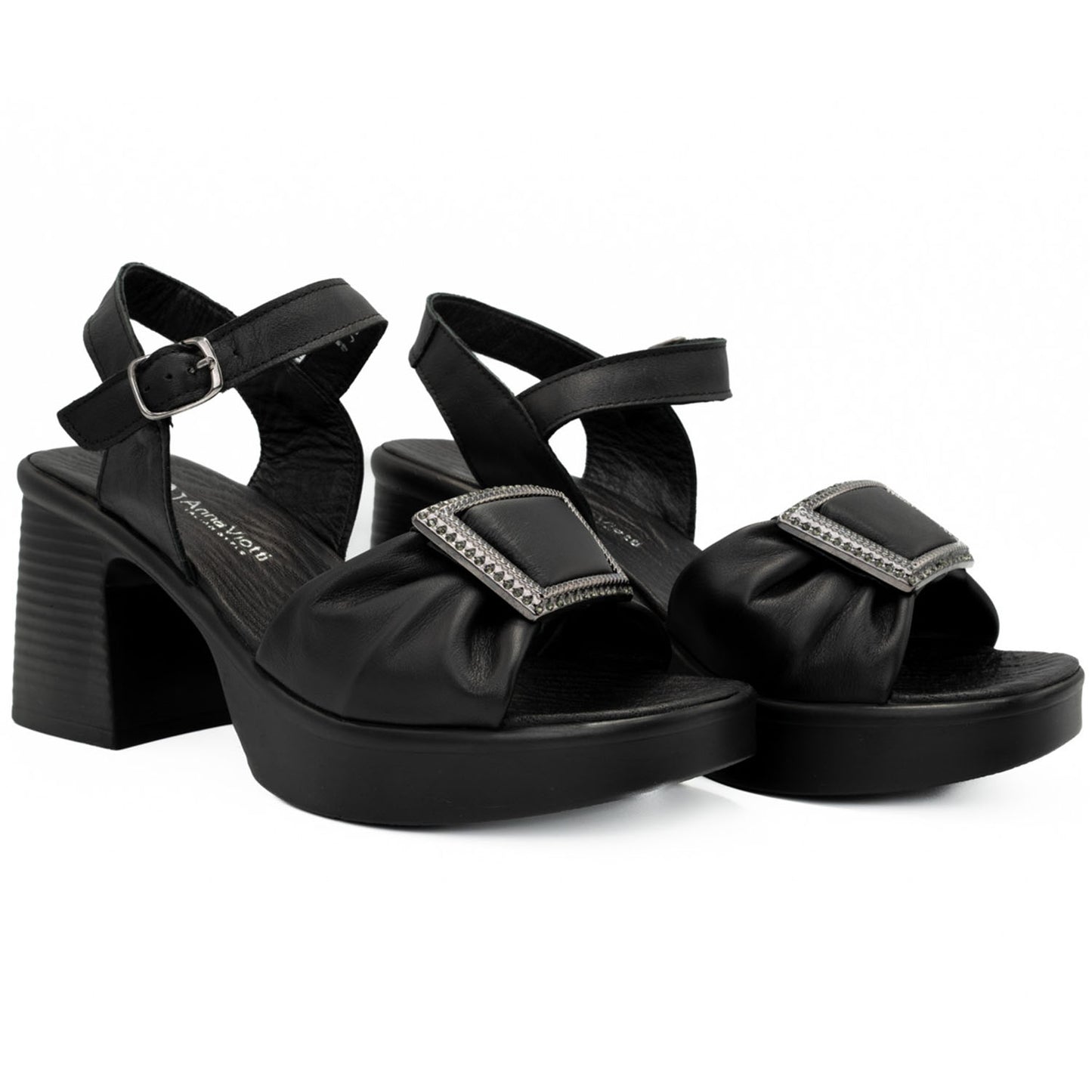 Sandale dama din piele naturala Anna Viotti D 530 negru