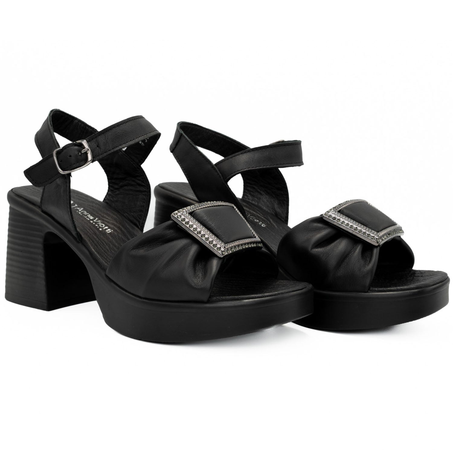 Sandale dama din piele naturala Anna Viotti D 530 negru