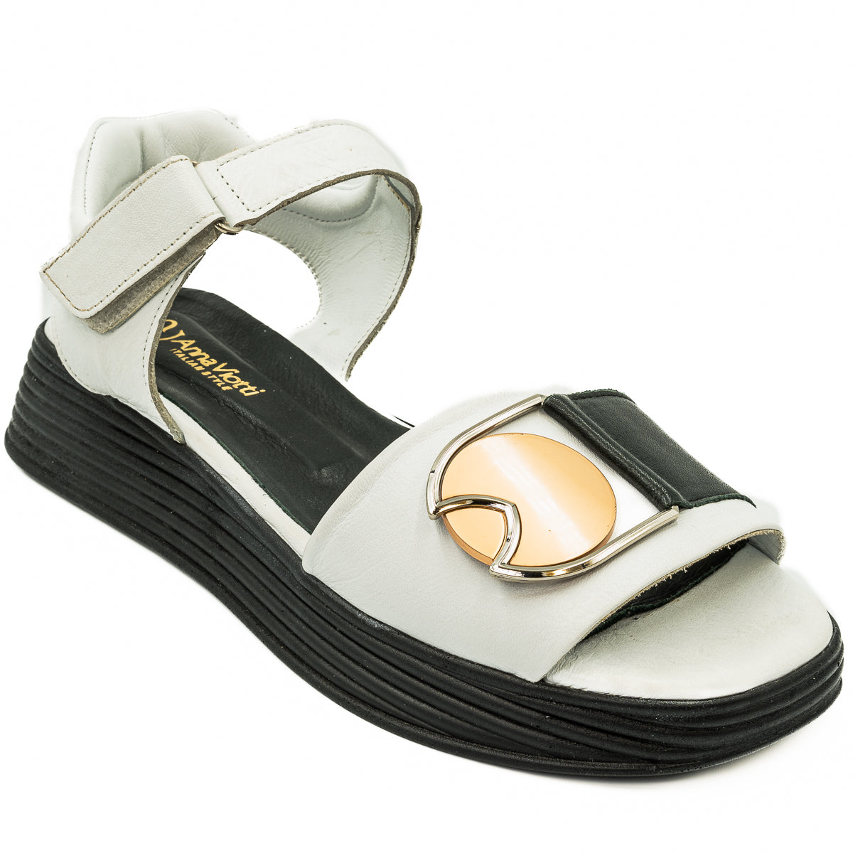  Sandale dama Anna Viotti din piele naturala albe D 18-545