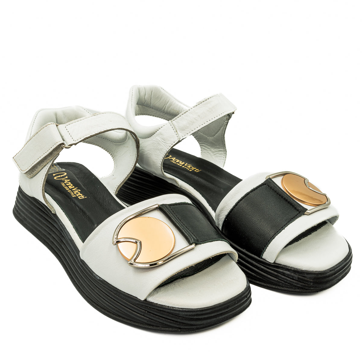  Sandale dama Anna Viotti din piele naturala albe D 18-545