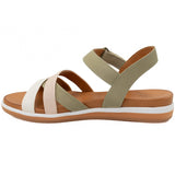 Sandale dama din piele naturala Anna Viotti D 2478 verde-biscuit