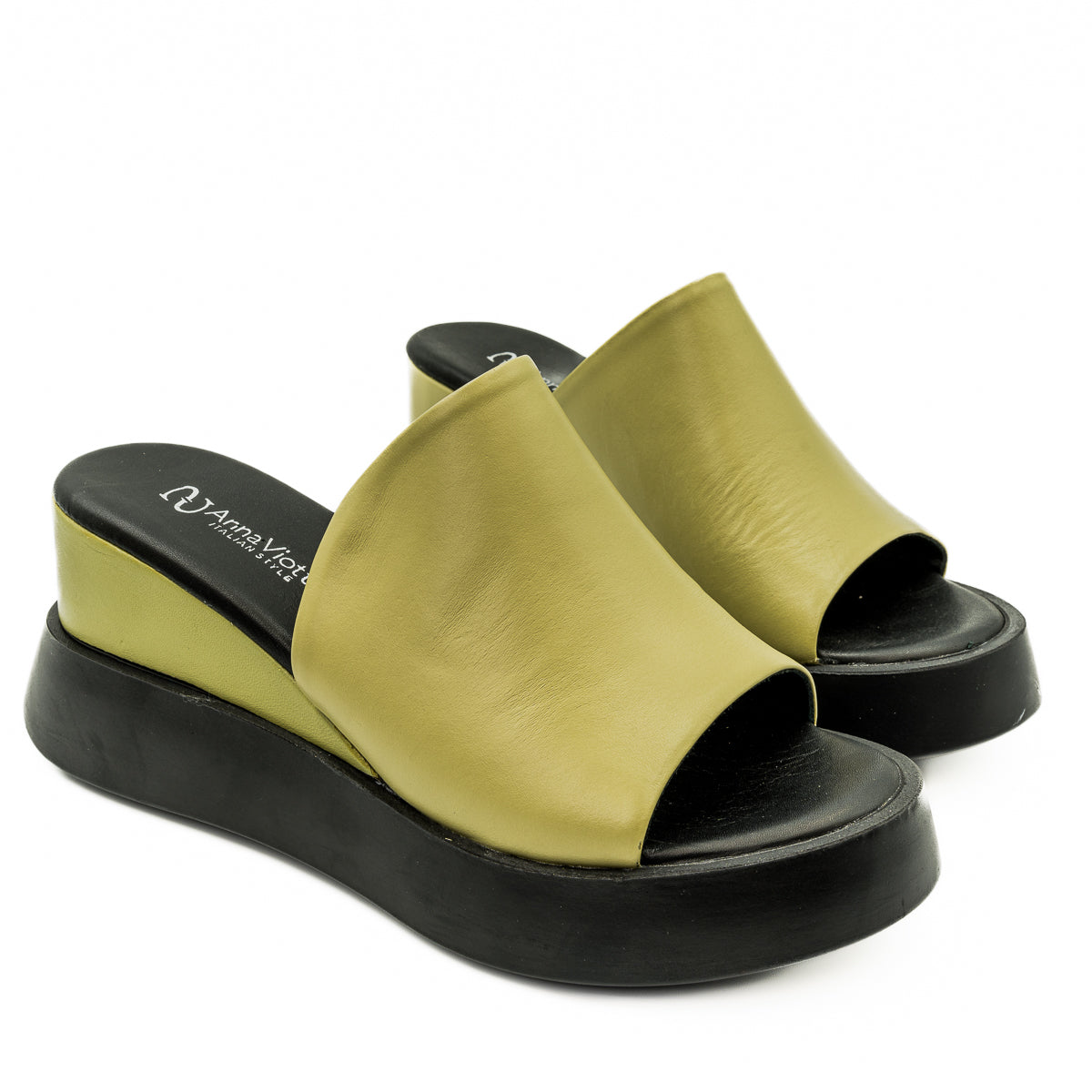 Slapi dama Anna Viotti Din piele naturala D 32-862 verde