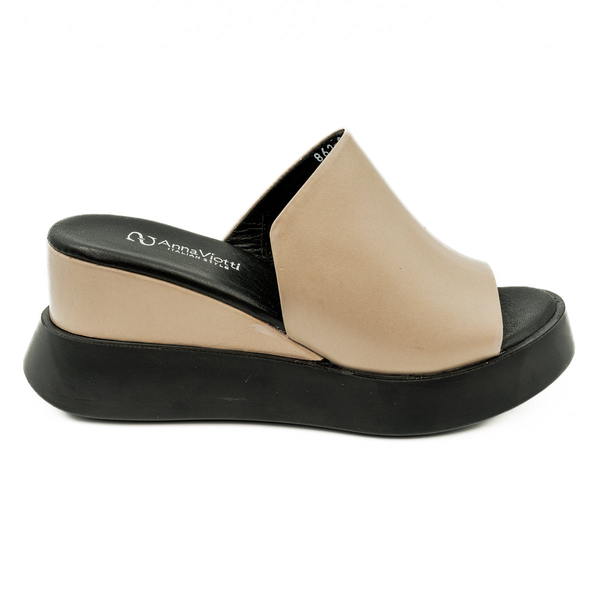 Slapi dama Anna Viotti Din piele naturala D 32-862 GRI