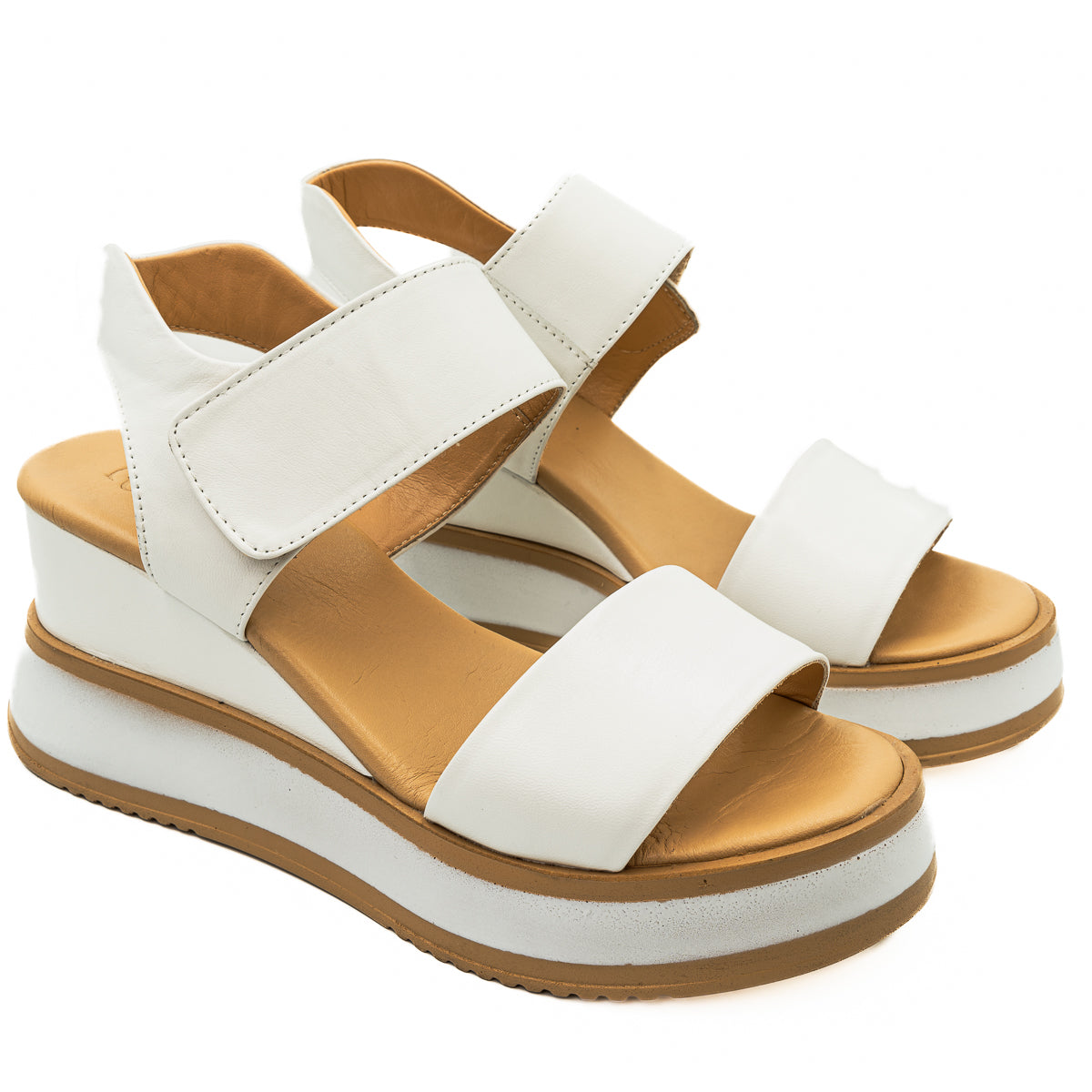 Sandale dama Anna Viotti din piele naturala cu scai albe 47-978