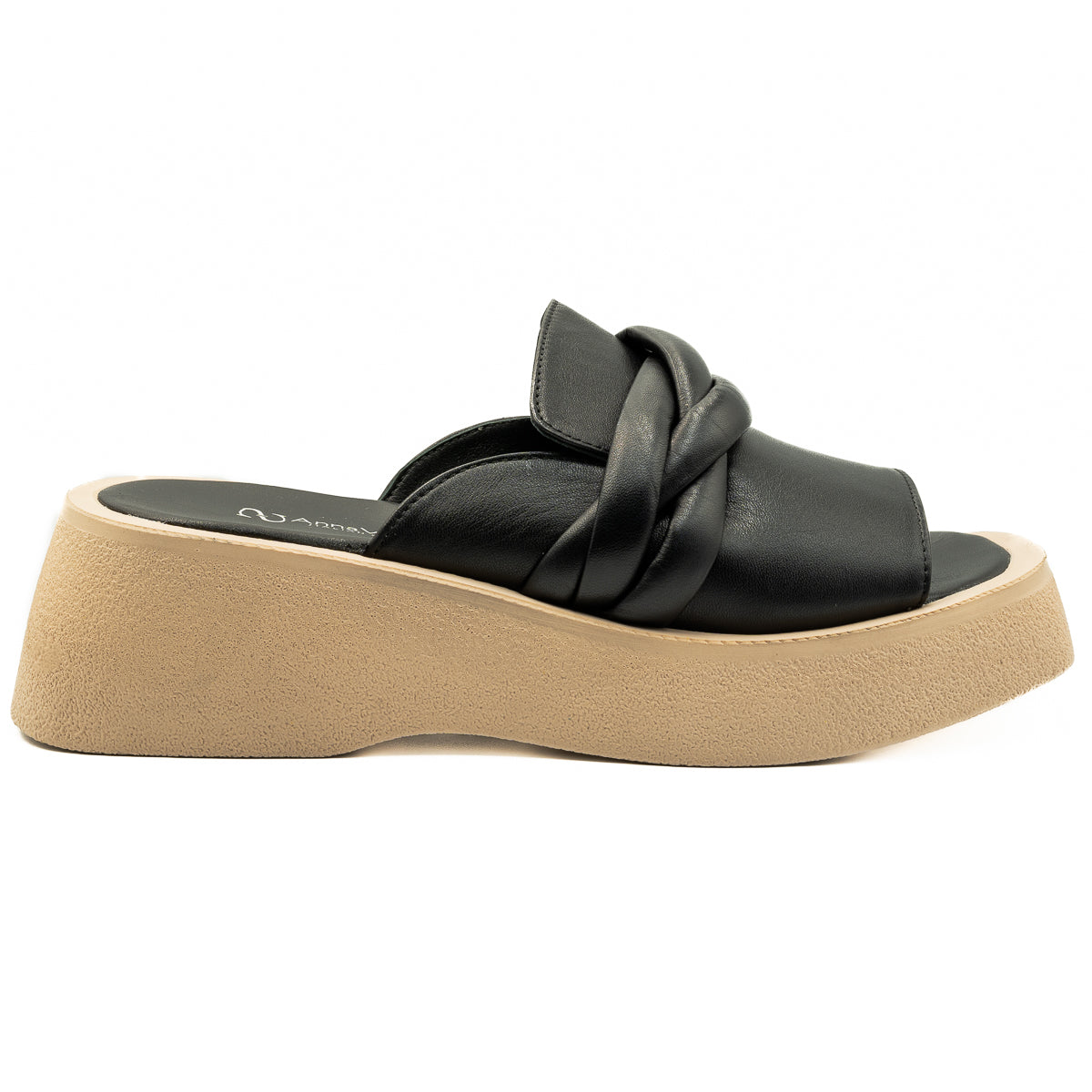 Saboti dama Anna Viotti din piele naturala cu talpa ortopedica negri 982