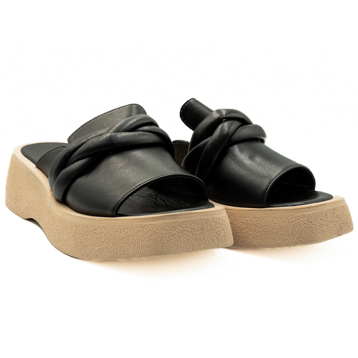 Saboti dama Anna Viotti din piele naturala cu talpa ortopedica negri 982