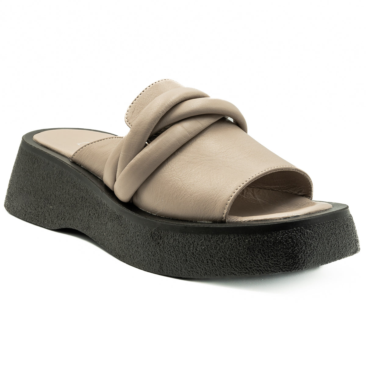 Saboti dama Anna Viotti din piele naturala cu talpa ortopedica vizon 982