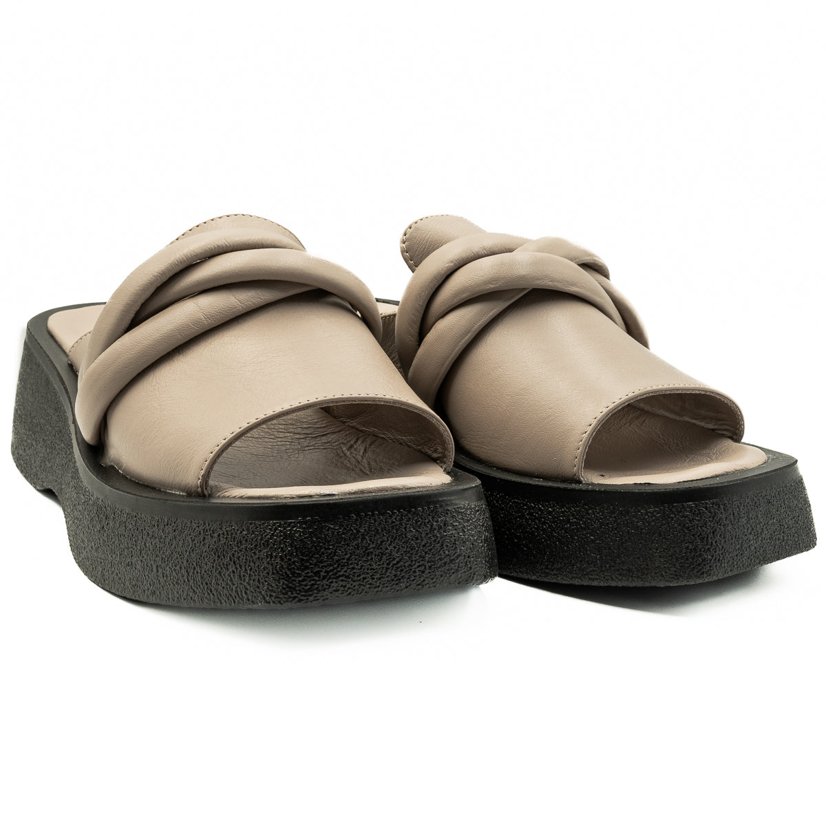 Saboti dama Anna Viotti din piele naturala cu talpa ortopedica vizon 982