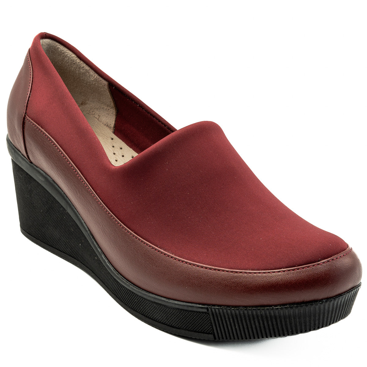 Pantofi dama Anna Viotti  din piele naturala, strech D ER-590 BORDO 