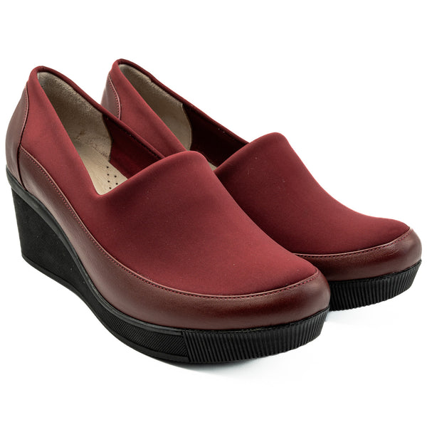 Pantofi dama Anna Viotti  din piele naturala, strech D ER-590 BORDO 