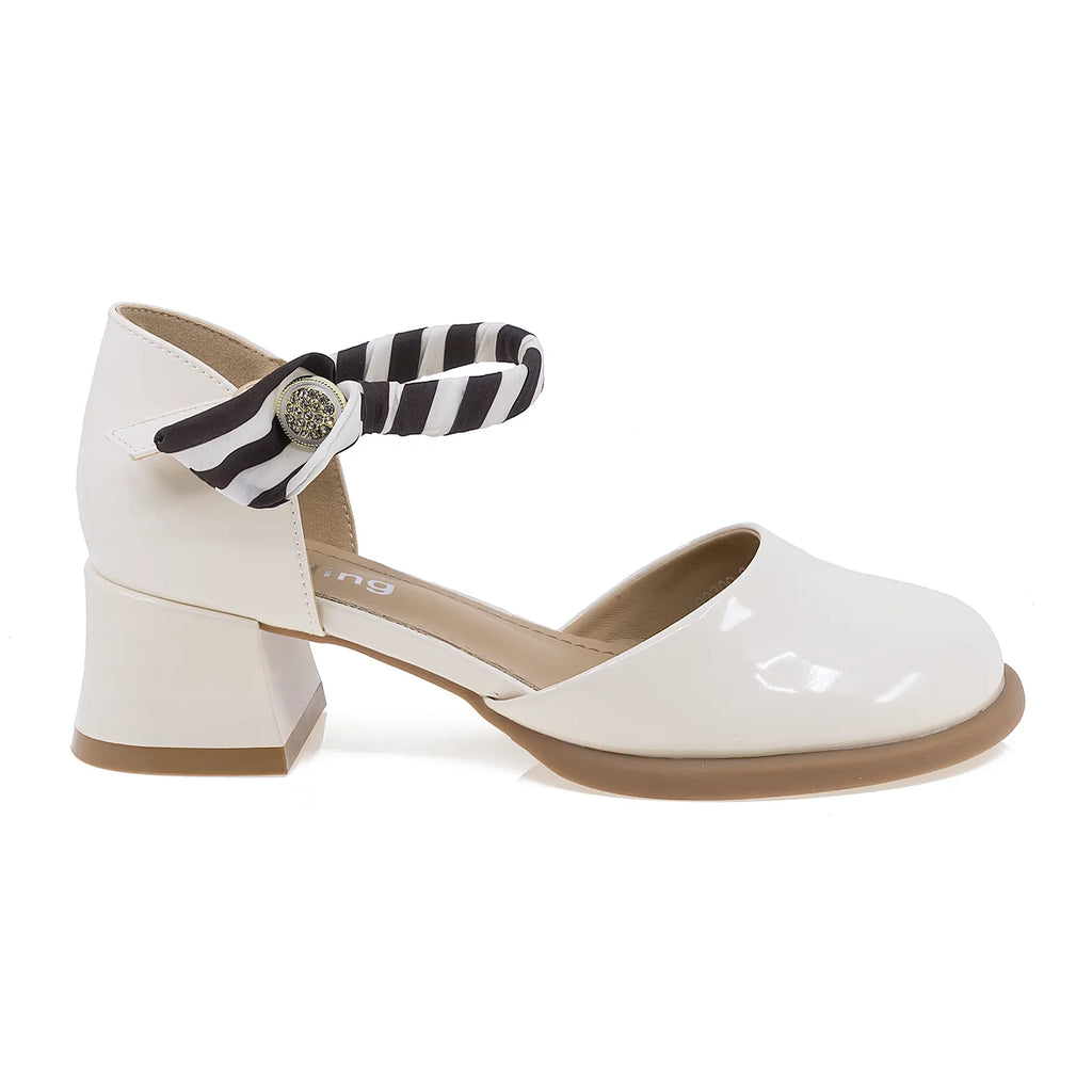 Pantofi dama eleganti Feeling din piele lacuita D582309 bej