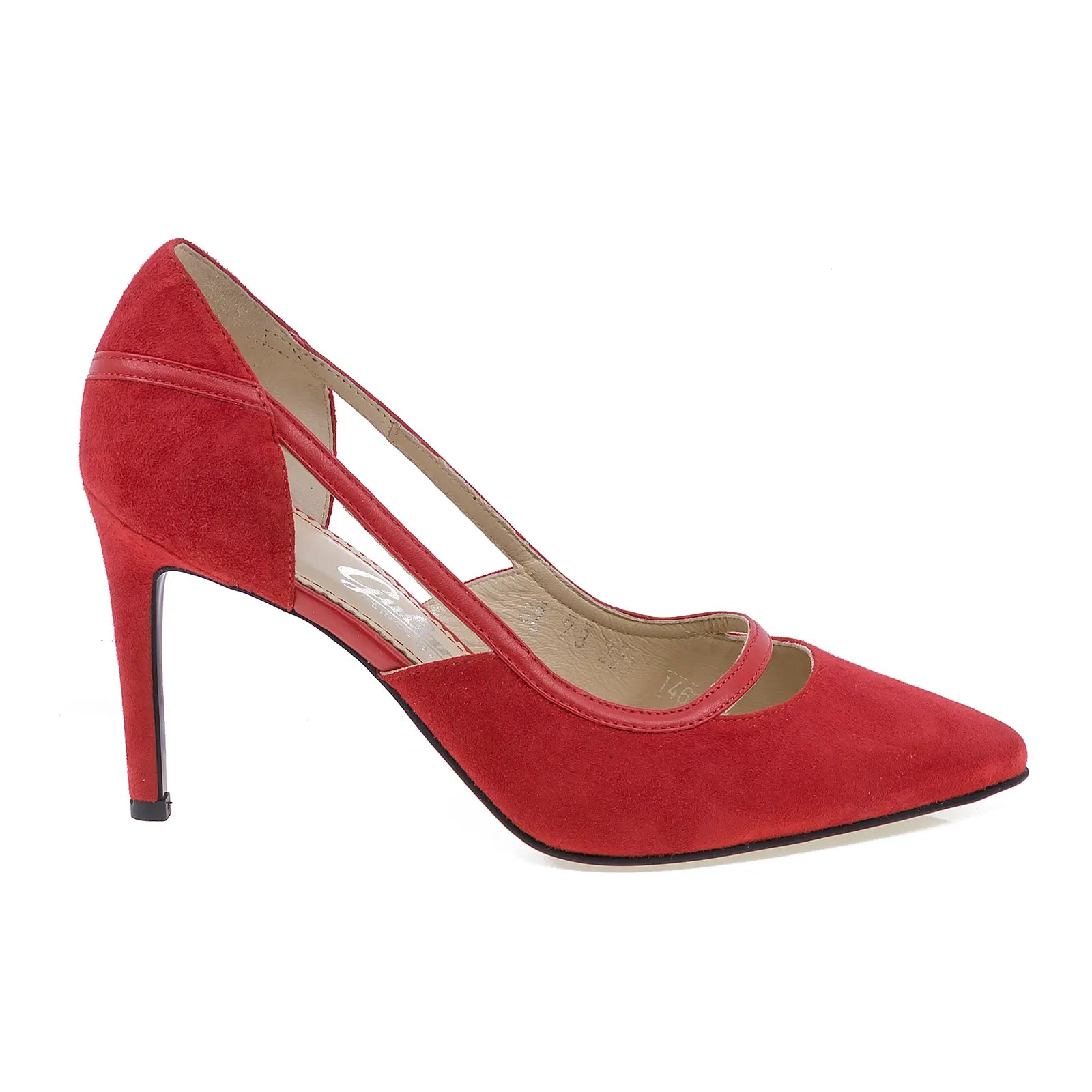 Pantofi dama eleganti Guban piele intoarsa D1462 rosu