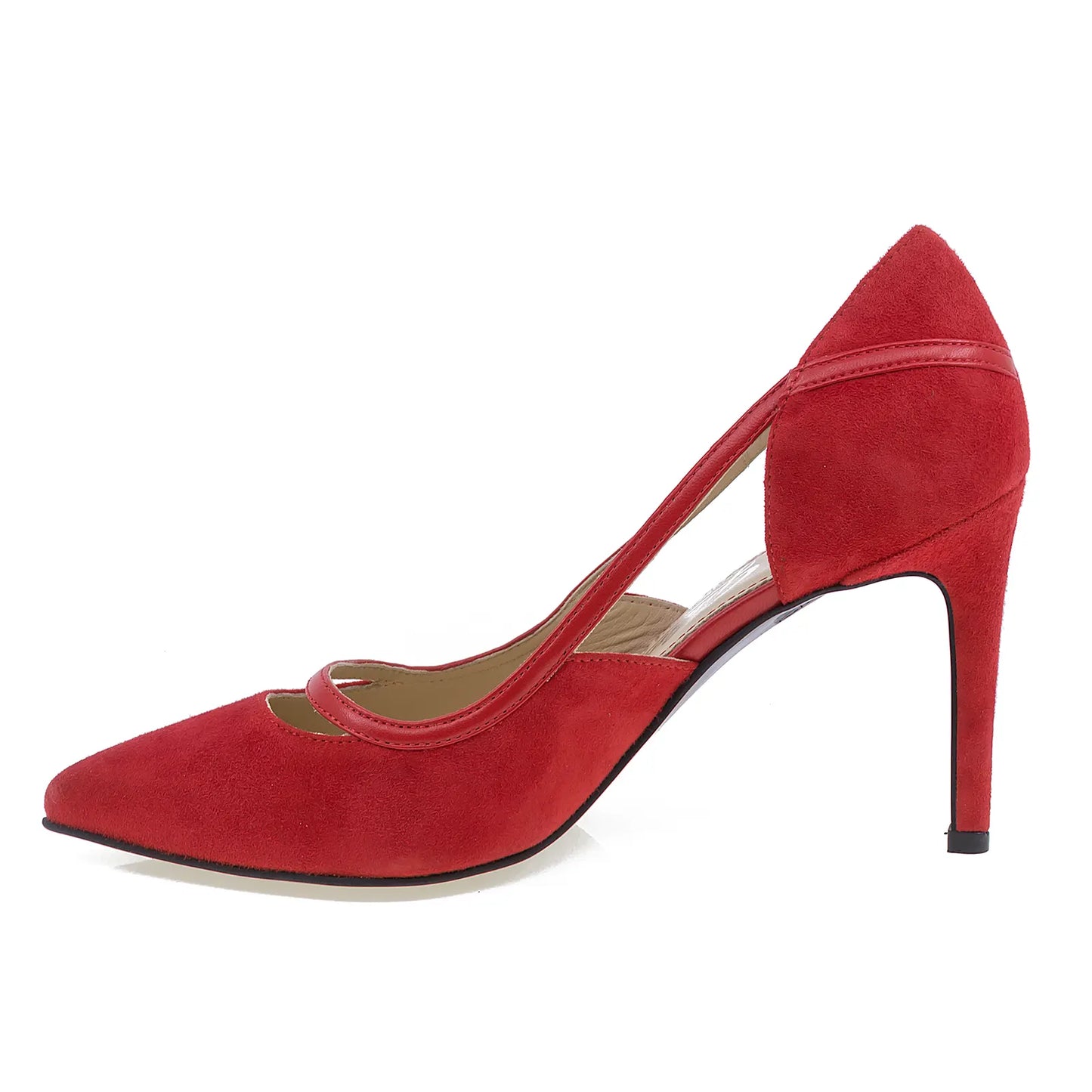 Pantofi dama eleganti Guban piele intoarsa D1462 rosu