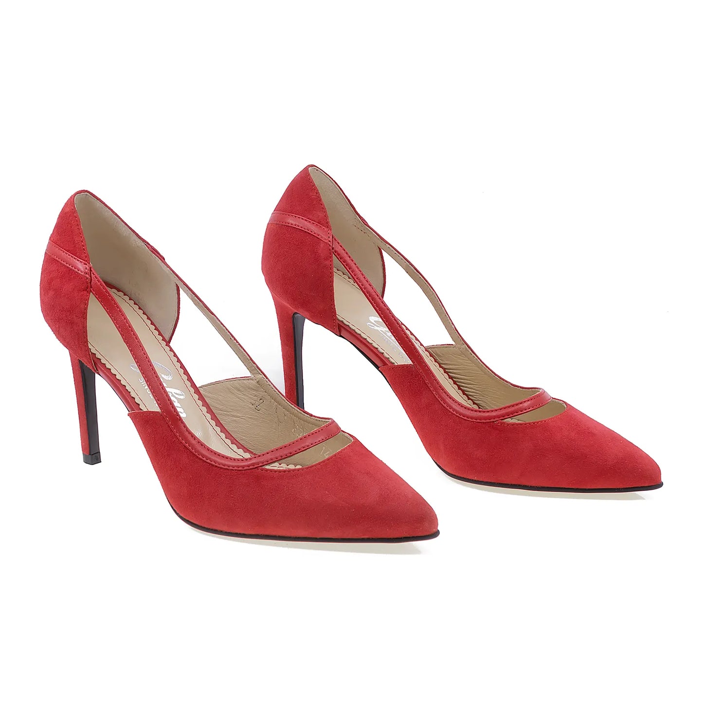 Pantofi dama eleganti Guban piele intoarsa D1462 rosu