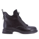 Ghete damă casual Sole 08 maro din piele naturală box, cu căptușeală pufoasă, fermoar, vârf rotund și talpă turnată din PVC cu toc de 3 cm.