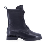 Ghete damă casual Sole D124-BQ21731 negre din piele naturală box, cu fermoar, vârf rotund și talpă turnată din PVC cu toc integrat de 3 cm.
