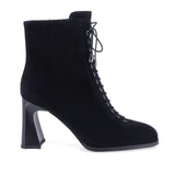 Ghete dama elegante Anna Viotti piele intoarsa D122-W81-6H214-2 negre