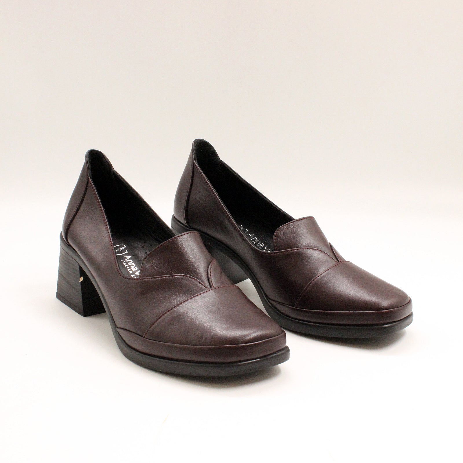 Pantofi Eleganți Damă Anna Viotti Piele Naturală D13-945 bordo