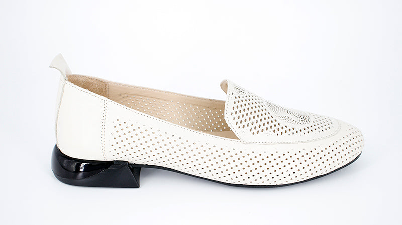 PANTOFI DAMA ANNA VIOTTI DIN PIELE NATURALA crema - 109