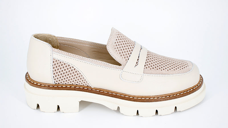 PANTOFI DAMA ANNA VIOTTI DIN PIELE NATURALA CREM  - 369