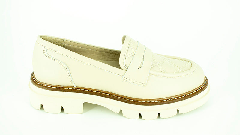 Pantofi dama Anna Viotti din piele naturala bej box  - 377