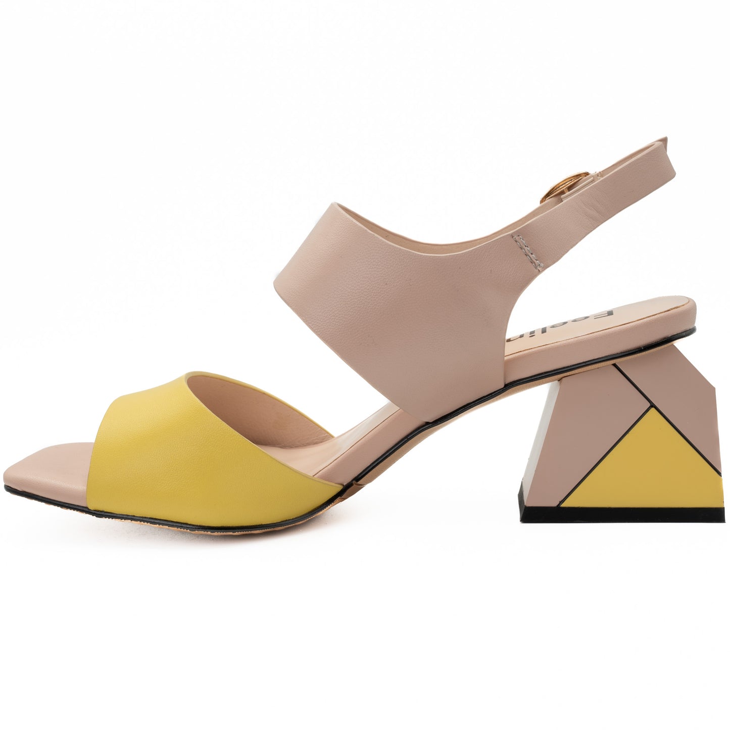  Sandale dama Feeling din piele naturala bej/galben - S2403