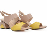  Sandale dama Feeling din piele naturala bej/galben - S2403