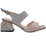 Sandale dama Feeling din piele naturala ROZ/GRI - S2403