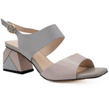 Sandale dama Feeling din piele naturala ROZ/GRI - S2403