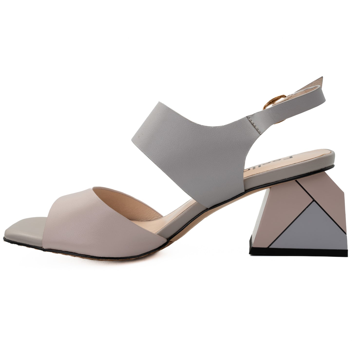 Sandale dama Feeling din piele naturala ROZ/GRI - S2403