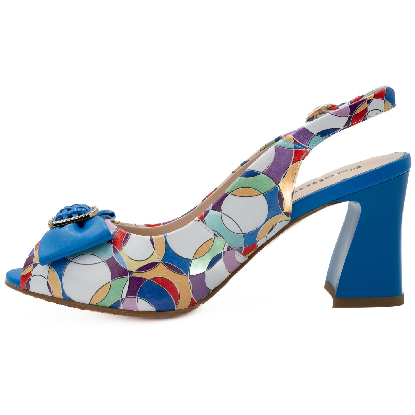 Sandale dama Feeling din piele naturala albastru multicolor S2487