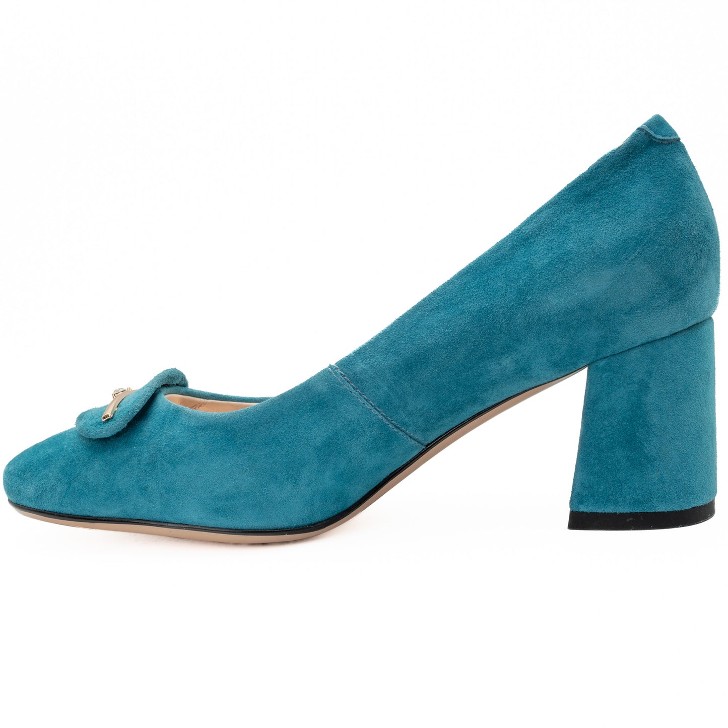 Pantofi dama Feeling din velur turcoaz - 3205