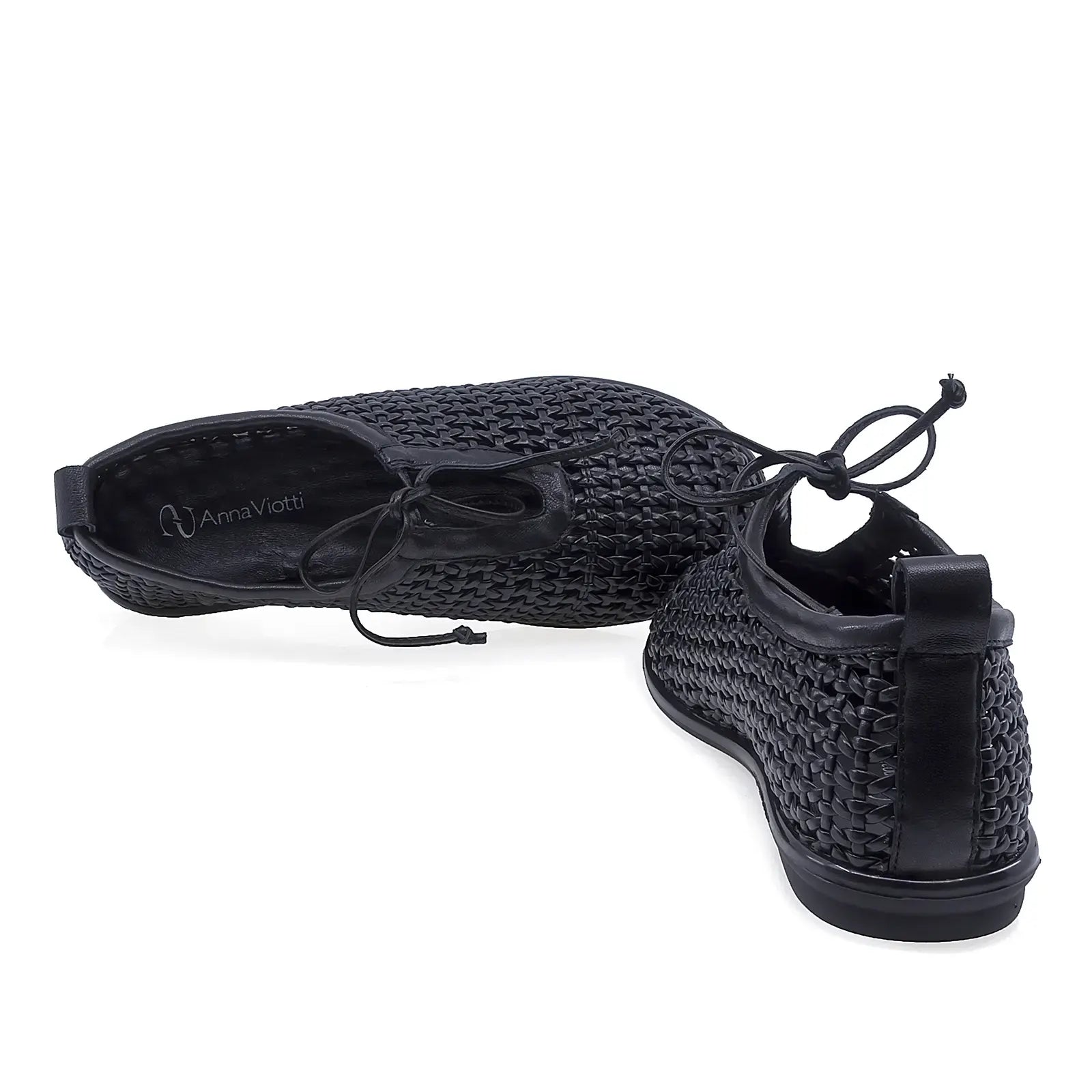 Pantofi Anna Viotti 6460P-A138-Y01 damă negru, detaliu branț și talpă confortabilă
