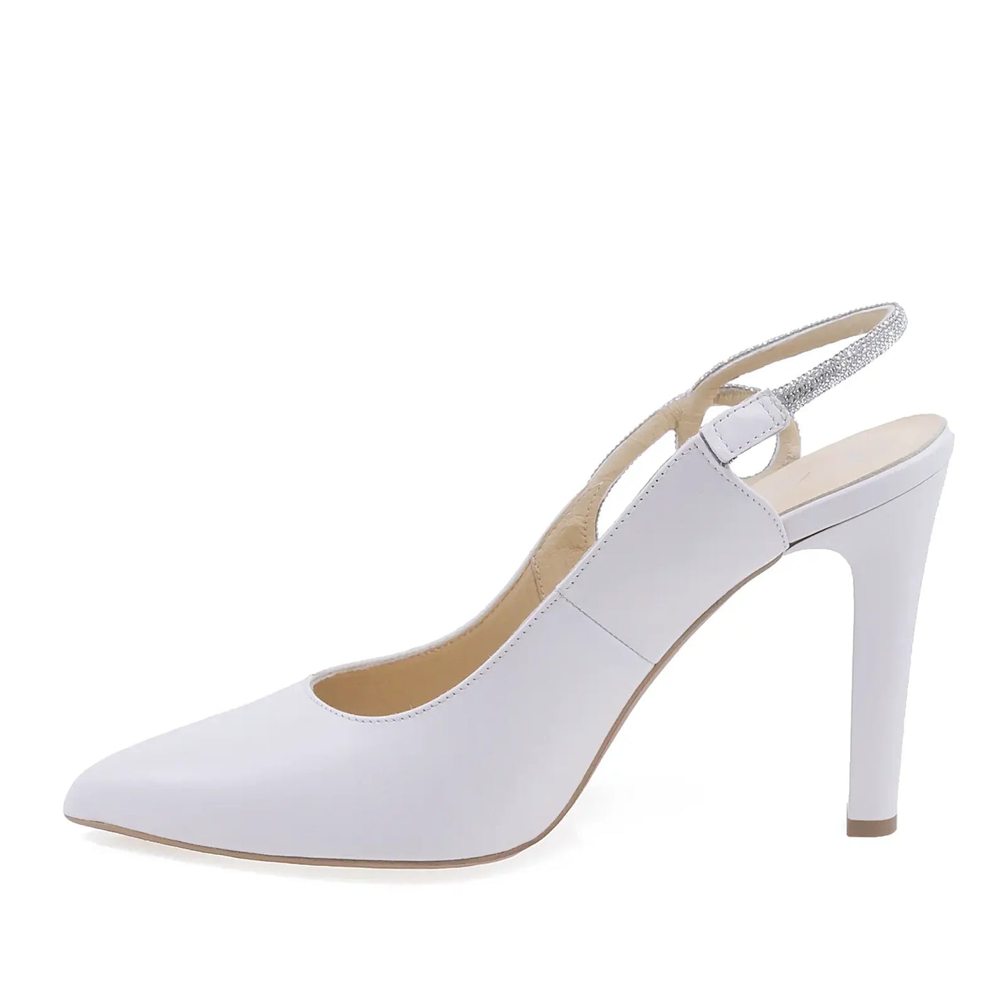 Pantofi eleganți damă Kordel D2880 albi, vedere lateral stânga, ideali pentru ținute office și evenimente