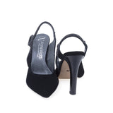 Pantofi eleganți damă Kordel D2880 decupați la spate, piele întoarsă neagră, toc 9.5 cm, design feminin și modern